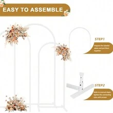 UNHO Set Of 3 Metal Wedding Arch Flower Balloon Backdrop Stand Garden Floral Decor For Birthday Party - White - View 7