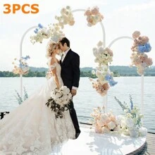 UNHO Set Of 3 Metal Wedding Arch Flower Balloon Backdrop Stand Garden Floral Decor For Birthday Party - White - View 2