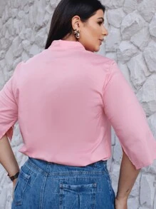 Camisa Tricoline Curvy Rosa - Aline Meneghetti