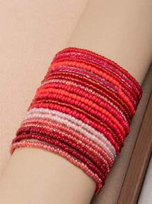 20pcs/Set Bohemian Gradient Colored Seed Beads Elastic Bracelet Set, Mix And Match - Multicolor - View 10