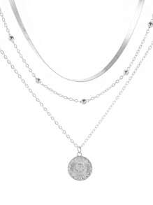 1pc Multi-Layer Pendant Necklace, Exaggerated Layered Necklace Jewelry For Party