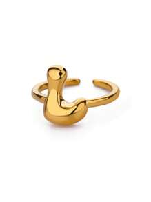1PC Fashion 26 English Initial Chunky Rings For Women Men Opening 18K Gold Plated Smooth Stainless Steel Letter Ring European And American Style Finger Jewelry Accessories