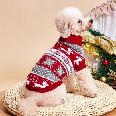 1 件圣诞驯鹿毛衣适合中小型犬和猫圣诞节节日服装