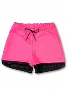 Children's Set For Girls, Cropped Influencer Blouse And Neon-Colored Shorts. - 黑色 - 查看 4