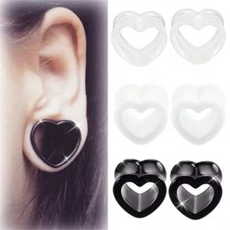 1 套亚克力心形耳钉耳环，朋克风格身体穿孔首饰，情人节、妈妈、母亲、母亲节、礼物