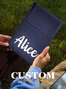 1pc Custom Leather Laptop Sleeve, Personalized Name Laptop Case, Custom Slim Leather Laptop Cover, Personalized Leather Sleeve Bag,   Birthday Gift, Mother's Day Gift, Father's Day Gift, Best Friend Gift, Gift For Mom/Dad/Her/Him/Girlfriend/Boyfriend/Wife/Husband/Friend - Blue - View 5