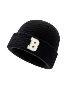 1 件时尚 26 字母图案针织帽，百搭保暖羊毛帽，适合男士秋冬户外穿着，很棒的礼物