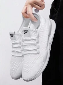 Zapatos Para Hombres Zapatillas - Zapatillas Para Correr De Deportes Para Tenis Para Trabajo Atlético Gimnasio, Interior/exterior, Transpirables, Ligeras, Cómodas, Zapatillas Casuales Y De Entrenadores Sin Cordones Manfinity Basics - Blanco - Ver 2