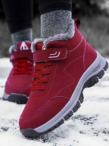 Giày bốt đi tuyết dày ấm áp chống thấm nước mùa đông, cỡ lớn cho cả nam và nữ - Màu Đỏ Sâu - Xem 5