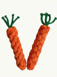 1pc Handmade  Rope Carrot Shaped Dog Toy, Orange, Chew Knot - Orange - View 10
