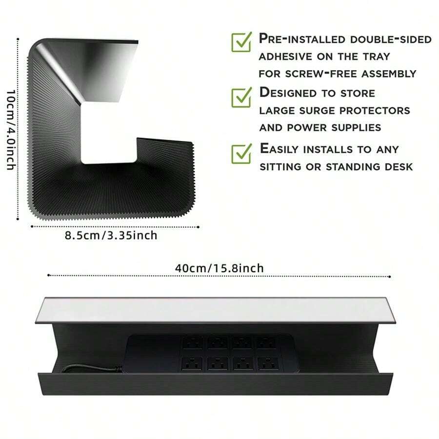 NoScrew Under Desk Cable Management Tray SelfAdhesive Installation
