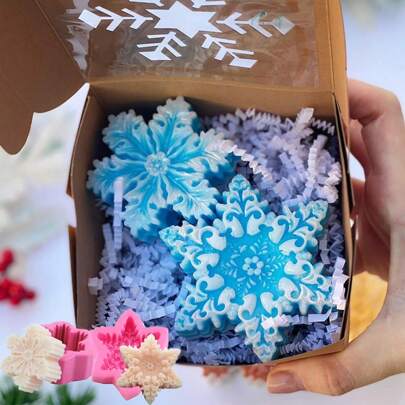 1 Pc 2 Styles Big Christmas Snowflake Shaped Silicone Candle Mold, Snow DIY Design Wax Candle Making Polymer Resin Clay Soap Resin Moulds Decorating Tools,Handmade Arts And Crafts,DIY Gift Making Supplies For Wedding Graduation Birthday Party Decor