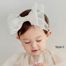 Baby Girl Lace Bow Headband With Elastic, Lovely Bowknot Hairband, Birthday Gift Love Valentine - White - View 10