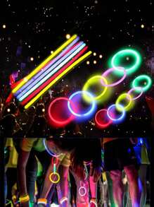 50/100 unidades Varitas luminosas de colores mixtos, varitas luminosas de PVC que brillan en la oscuridad, para fiesta - Multicolor - Ver 2