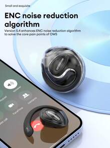 HYUNDAI 现代 HY-X15Ultra 蓝牙耳机，挂耳式，被动降噪，高清 3D 环绕声，低延迟，适合运动和骑行，电池寿命长，佩戴舒适，开放式无线耳机，兼容智能手机和电脑 - 黑色 - 查看 3