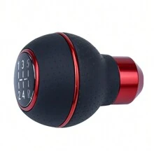 Universal Leather 5-Speed Knob Gear Shifter Stick, Aluminum Manual Transmission Gear Shift Handle, Auto Part - one-size - View 5