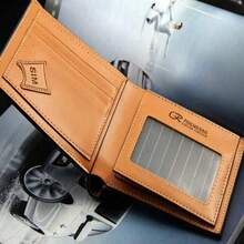 Hàn Quốc Phong cách Ngắn Giải trí Nam Ví , Họa tiết Lưới , Nhiều thẻ Slot , Nam Ví - Cà phê nâu - Xem 5