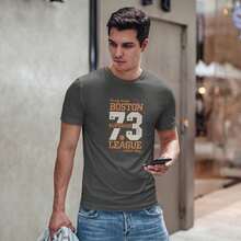 Men's T-Shirt 100% Premium Cotton Casual Boston Print High Definition - Màu xám đen - Xem 1