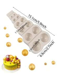 Khuôn silicon hình ngọc trai mộng mơ: Hình cầu 3D, bán cầu và hình trụ, thích hợp để trang trí bánh, làm sô cô la, kẹo cao su và đất sét mềm. - Màu be - Xem 4