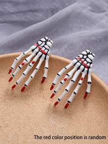 2 件哥特朋克风格骷髅手发夹，万圣节装饰品 - 彩色 - 查看 11