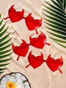 3 件心形眼镜心形派对眼镜可爱趣味彩色狂欢派对眼镜派对礼物透明糖果色无框派对心形眼镜， - 彩色 - 查看 3