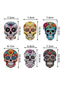 8pcs Mexican Day Of The Dead Party Decorations Halloween Skeleton Head Tags, Skull Hanging Ornaments,Christmas