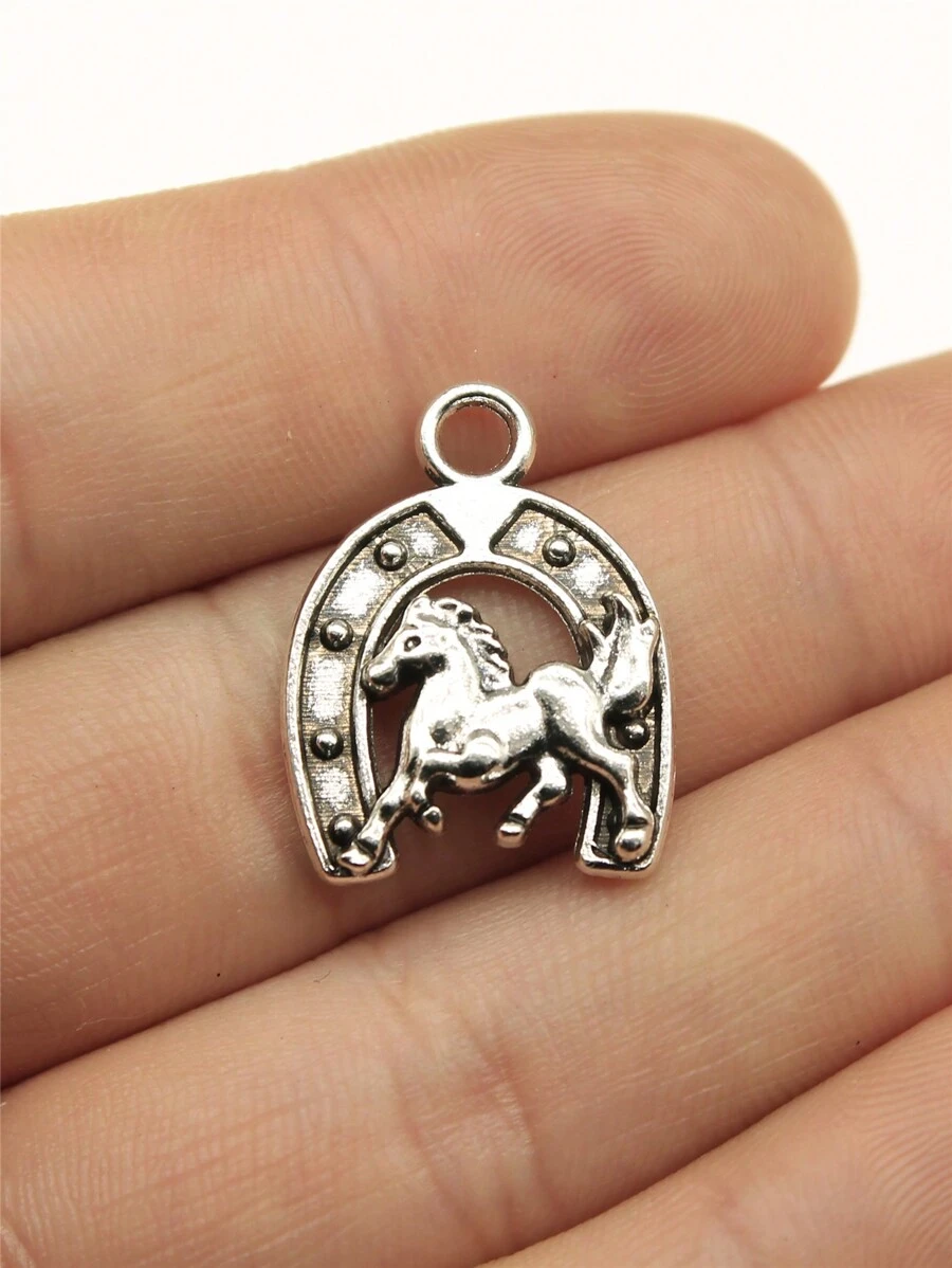 10pcs 23x17mm(0.91x0.71inch) Horseshoe Horse Charms Pendant For DIY Jewelry Making Necklace Keychain Phone Chain Bracelet Making Accessories Handmade Craft Making Findings - Horse Shoes - View 1