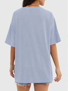 Speed mate 女士宽松圆领短袖T恤，休闲衬衫，Y2K 2024基础款T恤，夏季