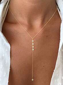 1pc Elegant Glass Crystal Pendant Necklace, Gift For Women & Girls - Rhinestone Necklace - View 3