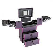 LOYALHEARTDY Rolling Makeup  Case, Lockable Portable Cosmetic Organizer Trolley, Large Make Up Cosmetic Orgainzer - 紫色 - 查看 5