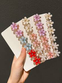 12入組女士迷你髮夾，茶薔薇公主頭鉗夾，精巧細緻的小夾子，適用於鬢角髮束 - 彩色 - 查看 9