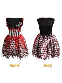 I LOVE FANCY DRESS Sexy Clown Costume Crazy Halloween Harlequin Fancy Dress For Women Ladies Killer Clown Costume 2024 Trending It - A - View 5
