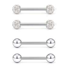 4pcs 14G Stainless Steel Tongue Ring Nipple Shield Barbell Ring Bar Nipplerings Body Piercing Jewelry For Men Silver Black Rose Gold 12mm 14mm 16mm 18mm - Multicolor - View 7