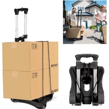 Foldable,Lightweight Portable Luggage Cart With Handle, Trolley, Shopping Cart, Hand Truck For Cargo, Grocery, Shopping - Black - View 5