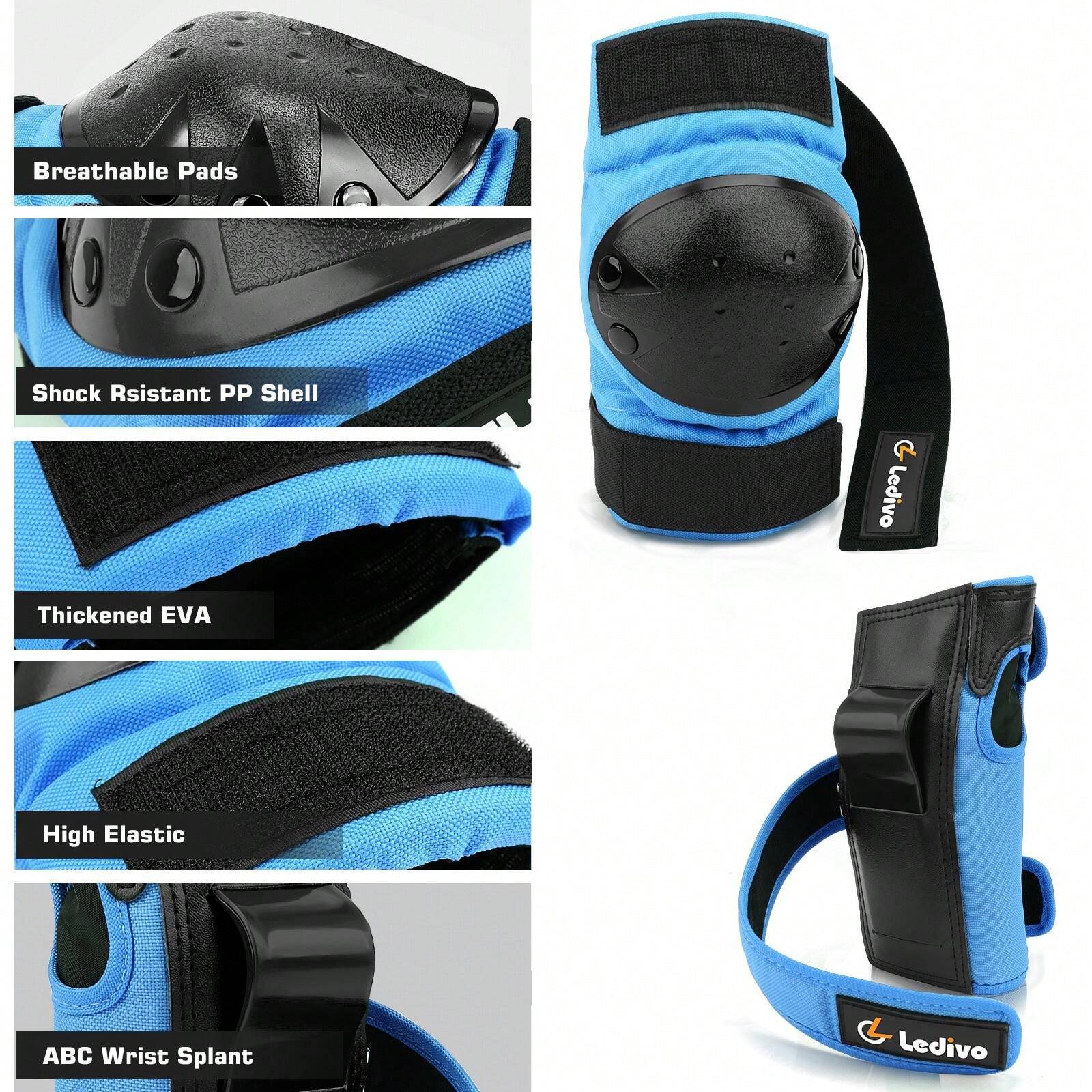 Skateboard Knee Pads Elbow Pads Wrist Guards 6 In 1 Protective Gear Set