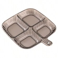 1pc PET Material Divided Plate, PET Multi-Compartment Plate, With Separate Sauce Dish, Seasoning Dish, Multi-Compartment Dipping Dish, Independent Sauce Layer, Durable, Lightweight And Easy To Clean, Essential For Home Kitchen - Multicolor - View 14