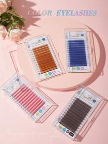 yelix 12 排多色单根睫毛延长彩色假睫毛适用于角色扮演派对和万圣节 B/C/D 卷曲 8-15 毫米混合长度睫毛簇、睫毛簇、单根睫毛、睫毛、假睫毛 - 彩色 - 查看 3