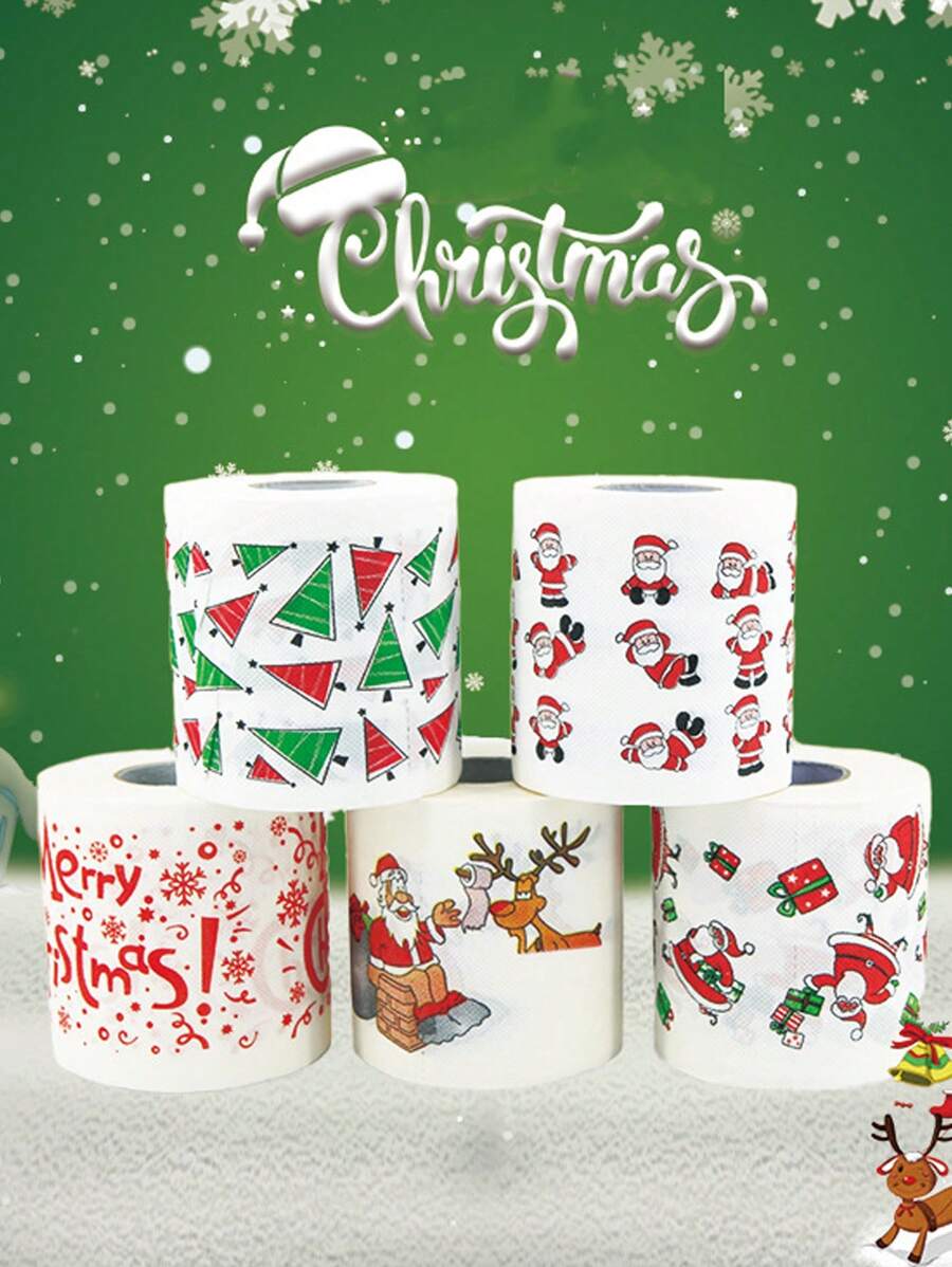 1 Cuộn giấy vệ sinh chủ đề lễ hội Giáng sinh in giấy vệ sinh bột gỗ quà tặng lễ hội cuộn ông già Noel tuần lộc đồ dùng trang trí, nhà bếp, phòng tắm, nhà, đồ dùng gia đình - Nhiều màu - Xem 1
