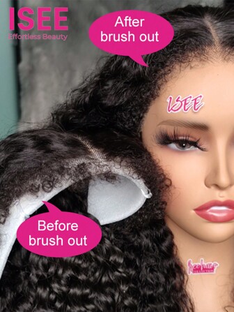 ISEE 头发 13x4 高清蕾丝类型 4B/C 发际线水波假发自然色 180% 22-26 英寸蕾丝前假发真人头发预拔和预剪蕾丝假发带边缘适合初学者