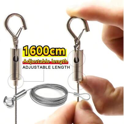 16m Adjustable Steel Wire Clothesline, Multi-Use Outdoor Drying Rope For Laundry, Curtain, Yard