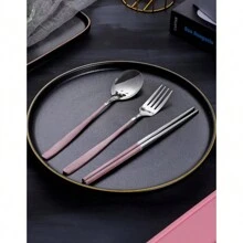 Thép không gỉ Hàn Quốc Bộ dao kéo , 2 Miếng Cái thìa Đũa Bộ Hoặc 3pcs Cái thìa Bộ Đối với Sinh viên , Với Có thể mang đi Hộp trữ , In A Qủa tặng Bộ Là , Gương Đánh bóng , Một miếng Đúc , Và Dễ Đến Lau sạch Với Thép không gỉ Chất liệu Và Nhiều Chế tạo Của Thép không gỉ 304 , Là Thuận tiện Và Thực tế Đến - Bạch kim - Xem 9