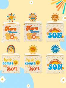 24 piezas Caja de regalo con estilo Aquí viene el sol, caja de embalaje de regalo favorita para fiestas de cumpleaños y vacaciones, suministros de decoración de fiesta, suministros de fiesta de verano - Multicolor - Ver 2