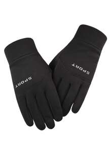 1 件户外秋冬保暖内衬防风防水防滑触屏手套男士 - 适合驾驶、跑步、骑自行车羊毛手套添加绒毛 - 彩色 - 查看 6