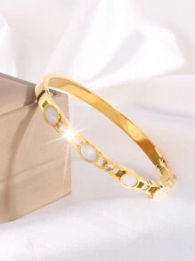 Camhanno 1 Chiếc Vòng Tay Bằng Thép Không Gỉ Thời Trang Sang Trọng Nhẹ Nhiều Kiểu Dáng Làm Quà Tặng Cho Bạn Gái Của Bạn - Vàng - Xem 6