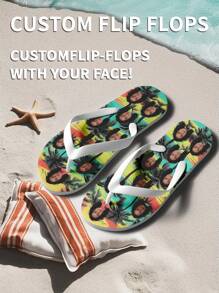 Customized 3D Printed Men Non-Slip Durable Lightweight Flip Flops, Couples Slippers Suitable For Indoor & Outdoor, Garden Wear - White - View 5