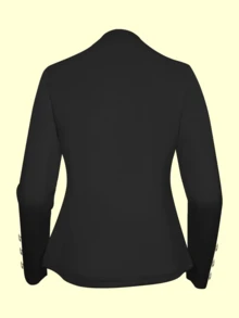 大码女式纯色纽扣装饰长袖夹克，春秋装 - 黑色 - 查看 3