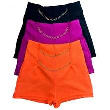 KIT OF 3 CHIC TAILORED LINEN SHORTS FOR ADULTS - PP To GG - 綠色,黑色和紅色 - 查看 5
