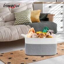 Inwagui Extra Large Woven Storage Basket For Organizing, Classic Opened Fabric Shelf Basket For Toys, Blankets, Laundry - Soft Multifunctional Decorative Basket With Handles