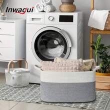 Inwagui Extra Large Woven Storage Basket For Organizing, Classic Opened Fabric Shelf Basket For Toys, Blankets, Laundry - Soft Multifunctional Decorative Basket With Handles