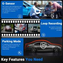 Cámara DVR para coche XGODY con espejo, GPS, doble lente, 12" 4K HD, cámara de visión trasera - Negro - Ver 9